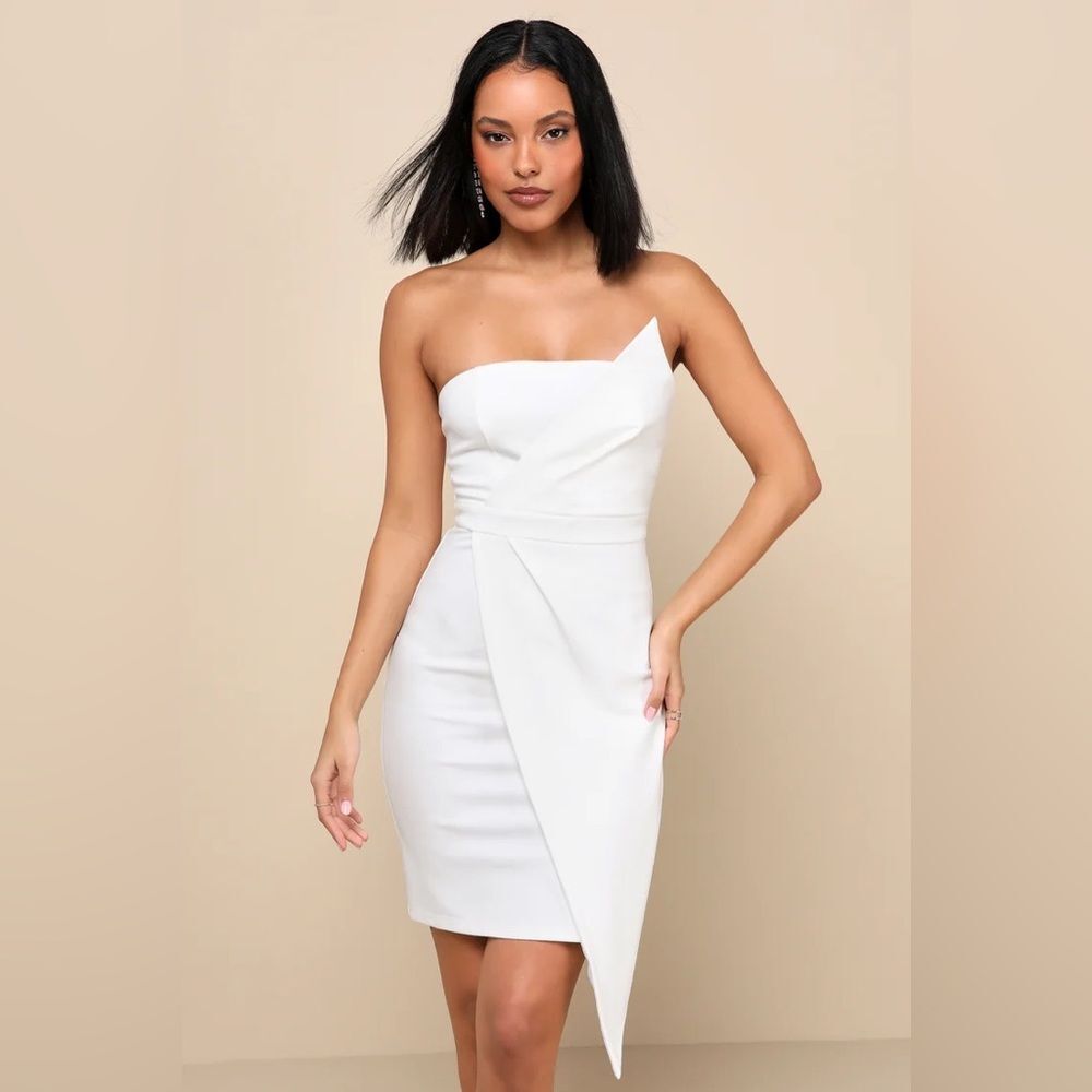 Lulus Queen of the City White Strapless Bodycon Dress